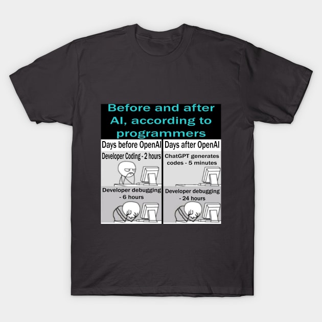 Before and after OpenAI and ChatGPT, according to programmers T-Shirt by The AEGIS Alliance